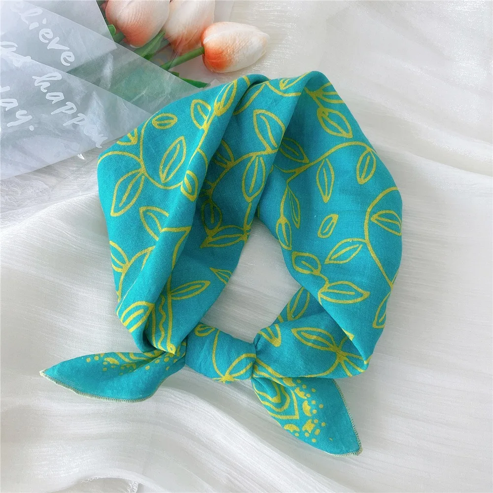 

Модный квадратный шарф с цветочным принтом, хлопковый и льняной мягкий женский шарф для волос, платки на голову, носовой платок, женские шарфы на шею, лето-осень