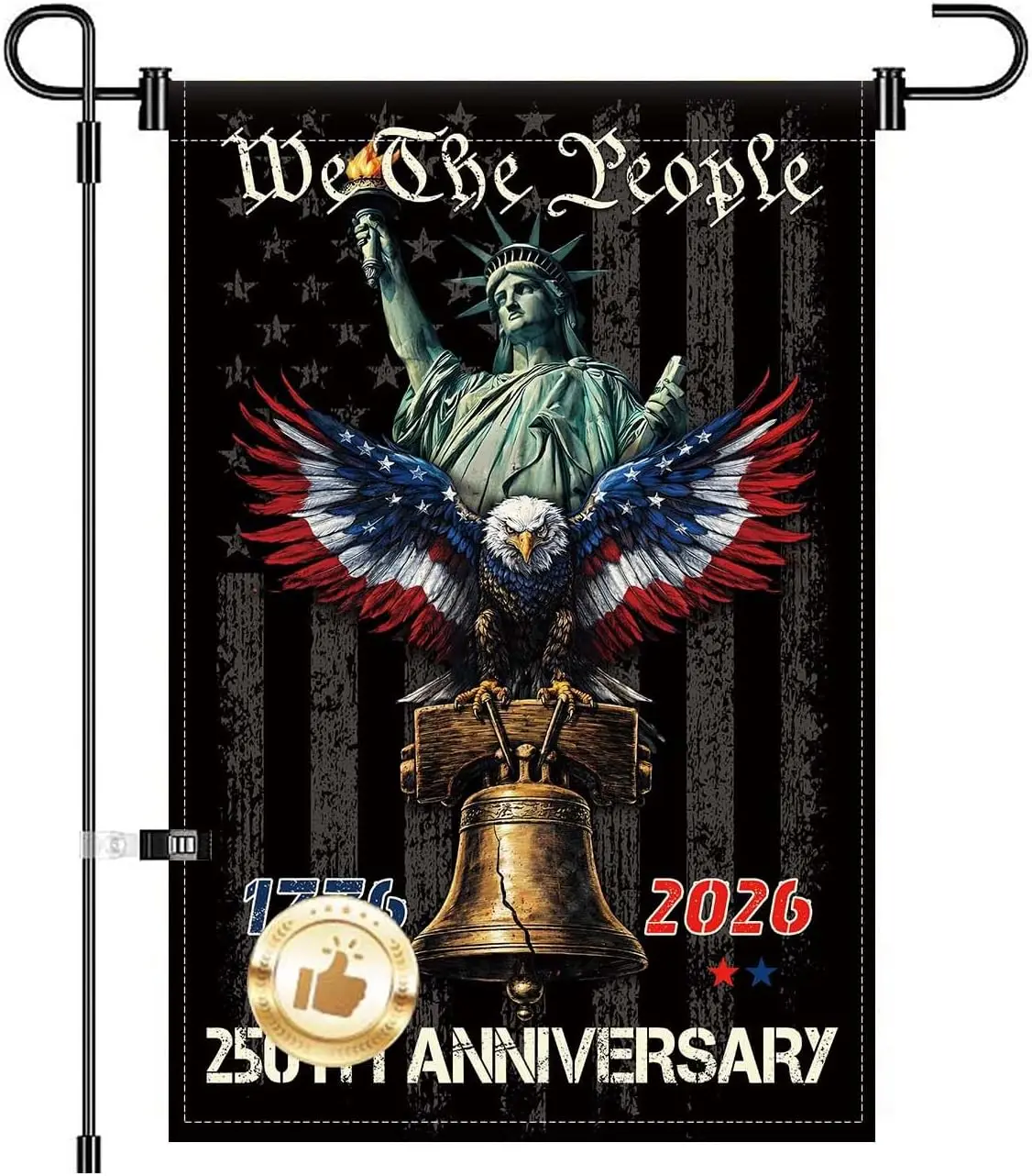 250th Anniversary Garden Flag USA Patriotic Banner 1776-2026 Birthday Commemorative Double-Sided 12X18IN Banner Tapestry For AAS