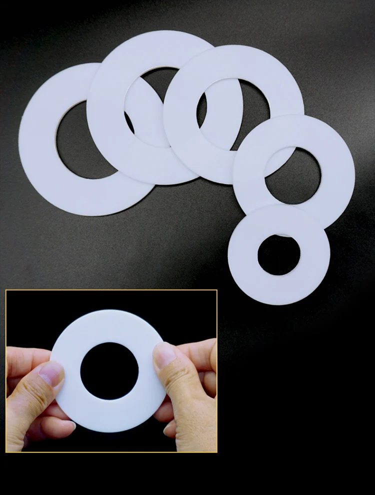 5PCS  Thickness 1.25/1.5/2mm  White Polytetrafluoro （PTFE ）Plastic Flat Washer SealingInner Inner Gasket Spacer Sealing O-type