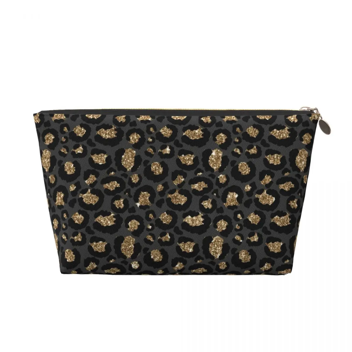 Custom Black Gold Leopard Print Toiletry Bag for Women Cheetah Makeup Cosmetic Organizer Ladies Beauty Storage Dopp Kit Box