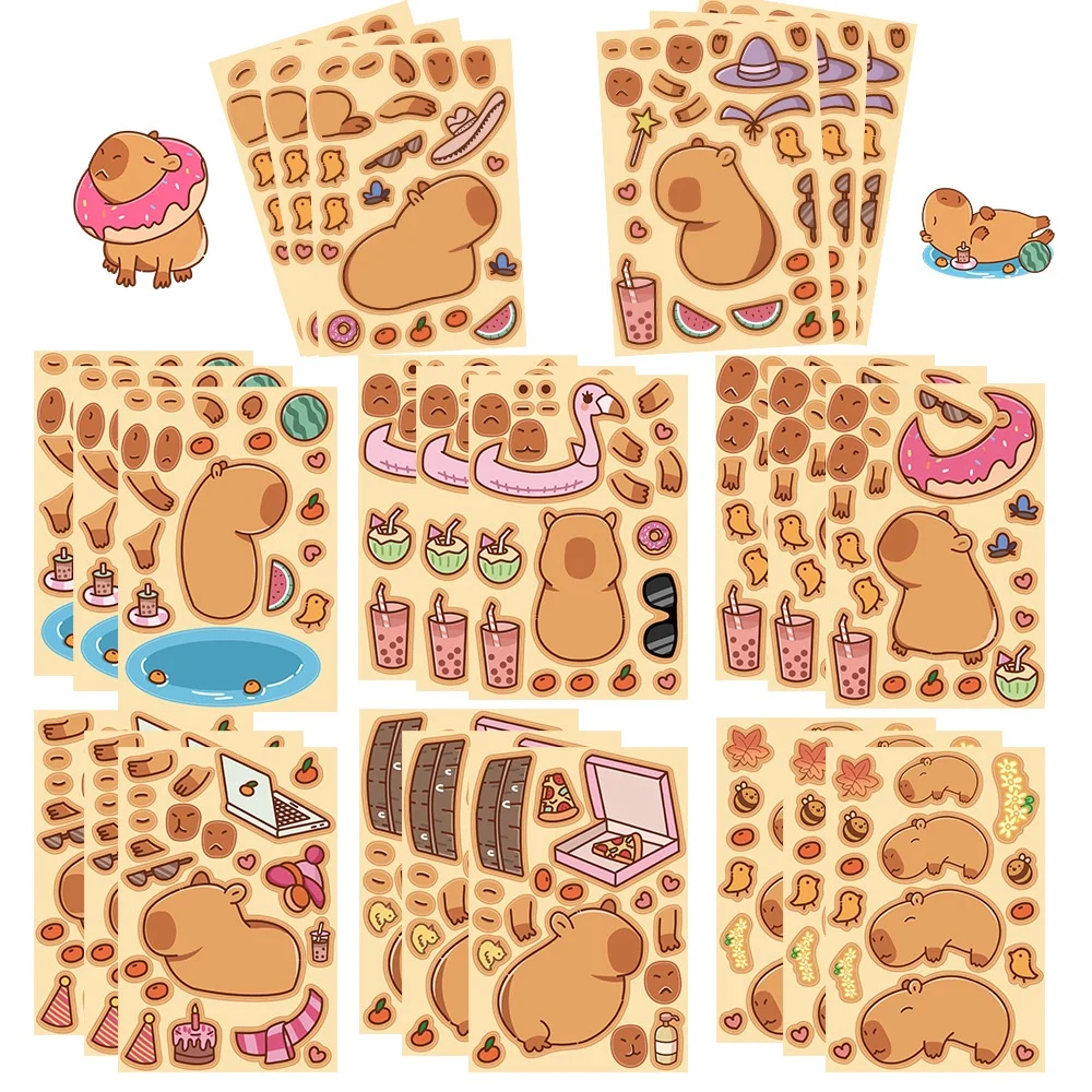 8PCS Cartoon Wasser Schweinswal Machen ein Gesicht Graffiti Aufkleber Für Helm Fahrrad Bleistift Fall Aufkleber BulingBulingStickers Shop