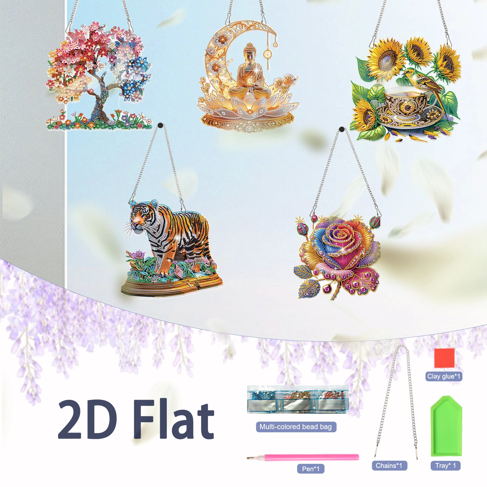 

2D плоская алмазная живопись, подвесной кулон, красочная тема, особая форма, алмазная подвесная оконная подвеска для домашнего декора, художественный подарок