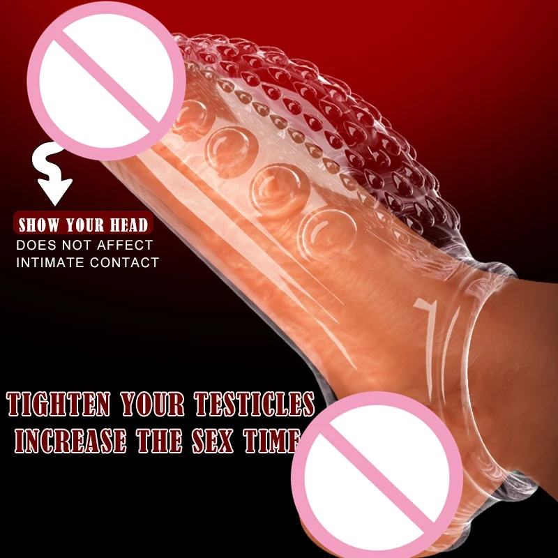 Penis Enlargement Delay Sleeve Ring Reusable Silicone Cock Ring Condoms Glans Cover Nozzle Erotic Toys In Couple Pleasure Orgasm