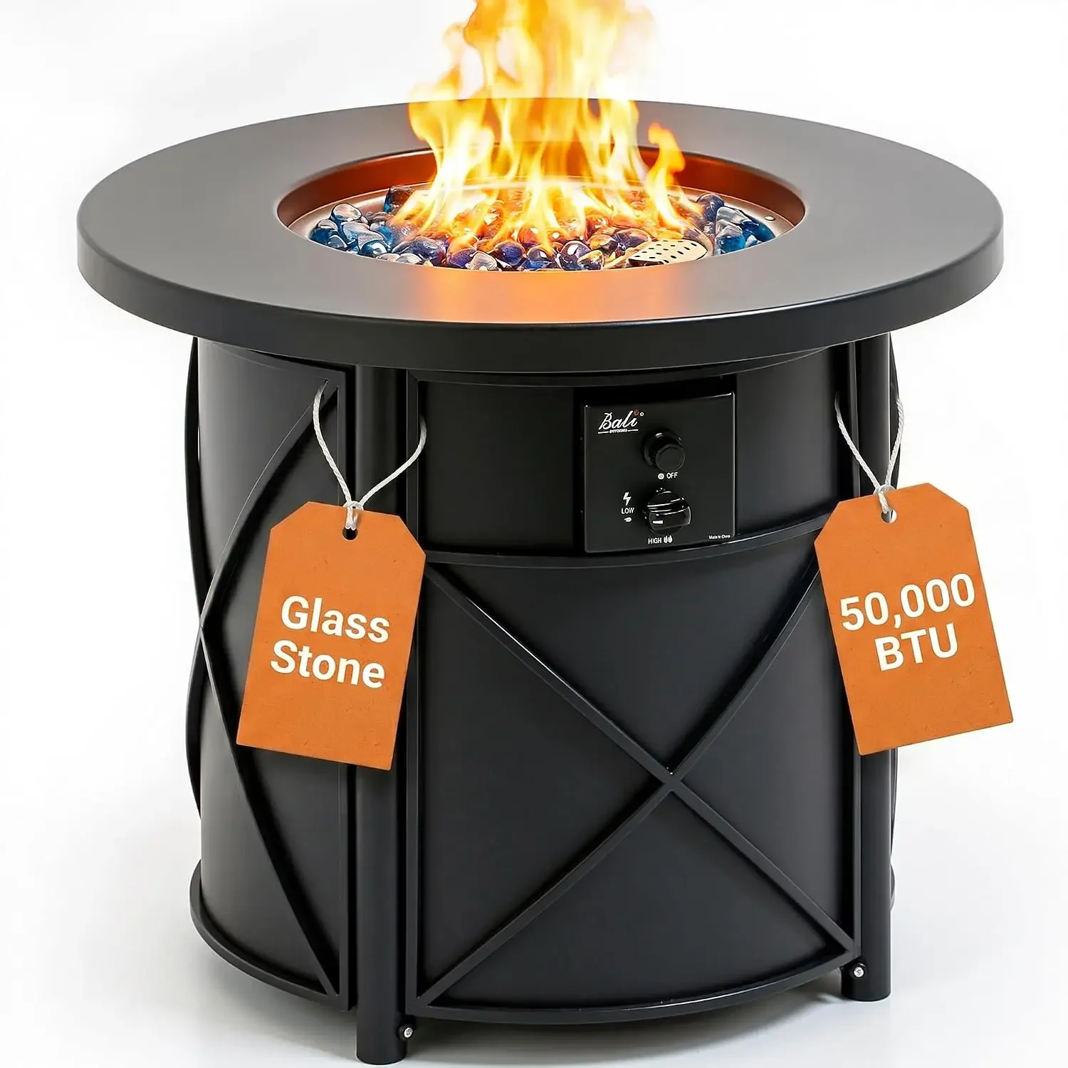 50000 BTU Propane Fire Pit for Outdoor | 30 in Fire Pit Table Outdoor, Round Firepits for Outside Backyard, Patio