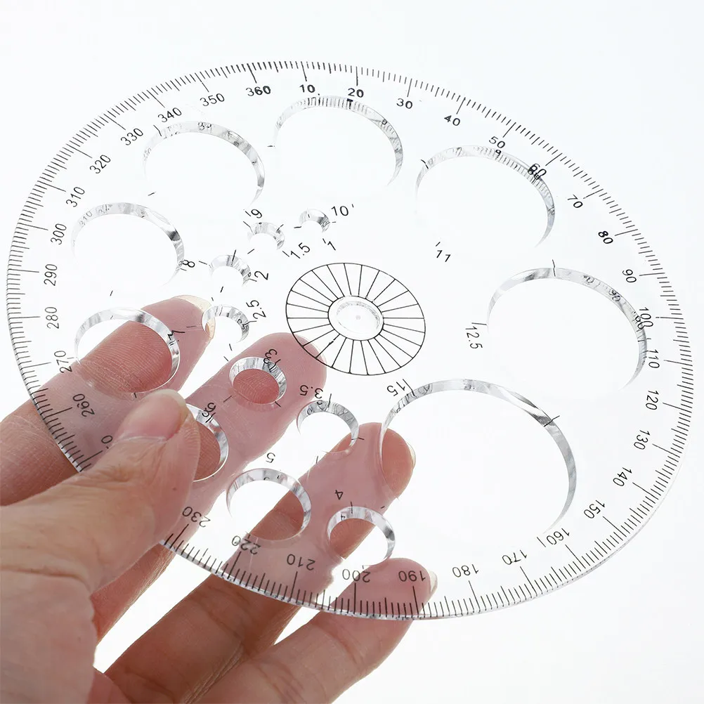 8Pcs Multi-Function Circle Protractor 360 Degree Plastic Protractor Ruler with Fade-Resistant Scales for Students Teachers
