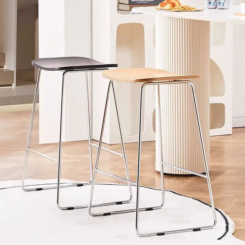 Nordic High Foot Bar Stool Iron Art Home Thickened Italian Minimalist Light Luxury Commercial Creative Display Cashier
