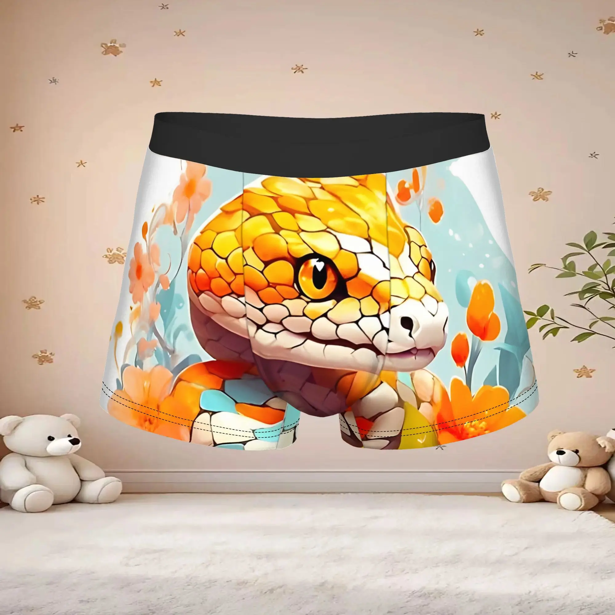 1pc Fashion Orange Snake Apron Underpants Breathbale Panties Male Underwear Suitable Shorts Boxer Briefs