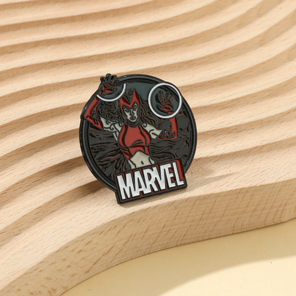 Marvel Scarlet Witch Enamel Pin Pin Metal Anime Props Wanda Maximoff Jewelry Broches Cartoon Brooch Wholesale Gift for Friends