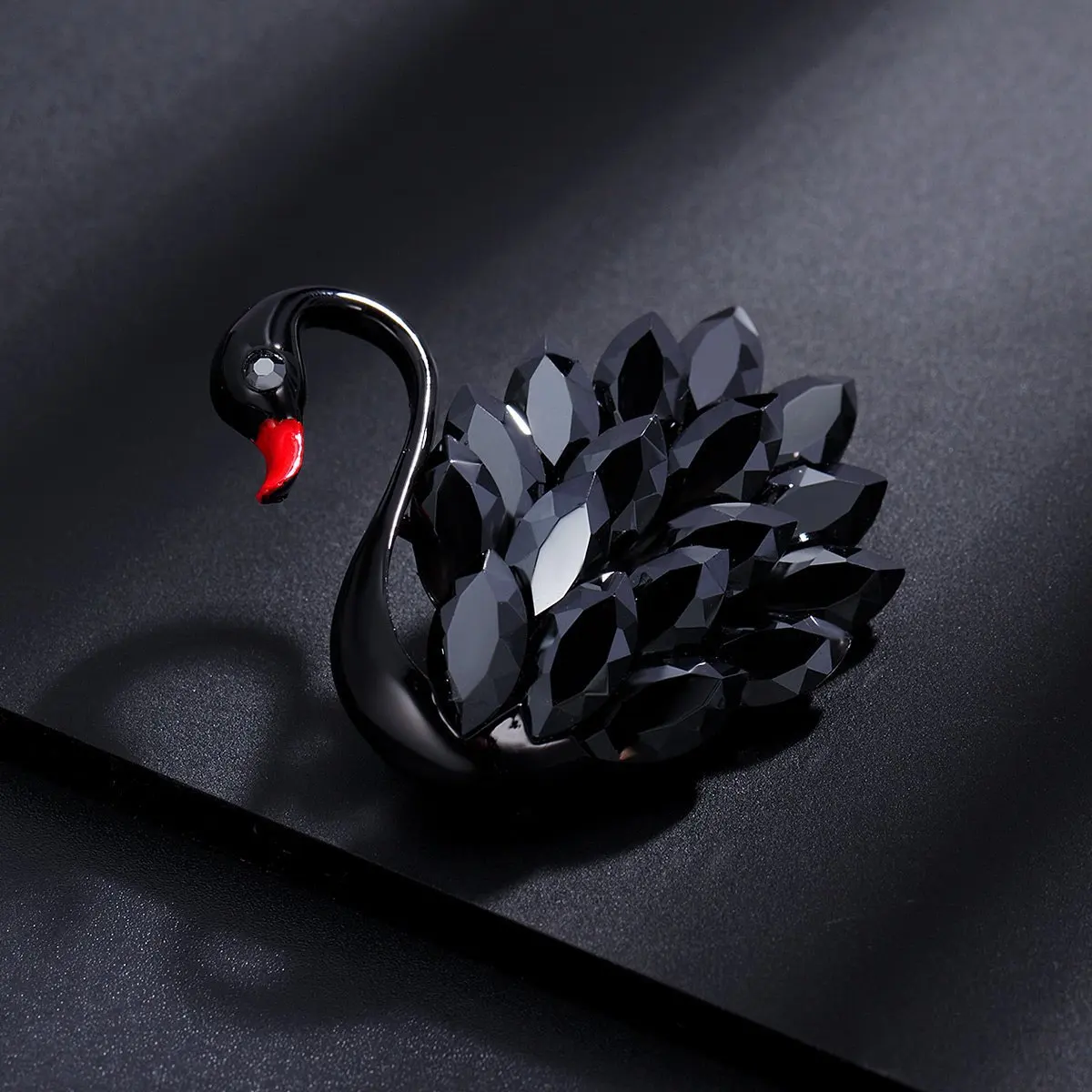 Luxury Rhinestone Black Swan Brooches For Women Suit Dress Accessories Elegant Bird Animal Brooch Pins Office Party Jewelry Gift image 6