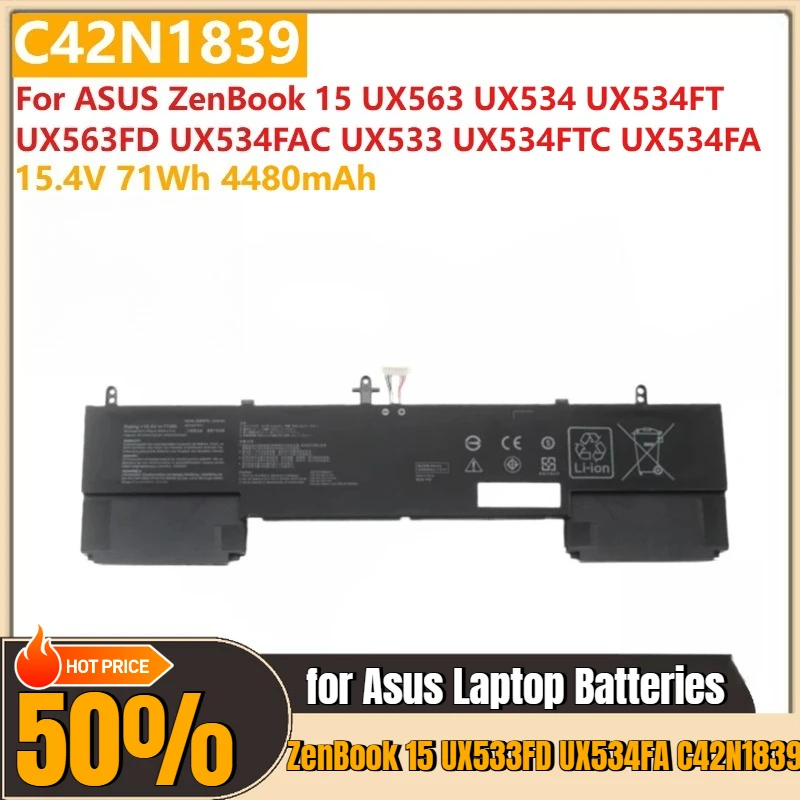 

Laptop Battery C42N1839 15.4V 71Wh 4480mAh For ASUS ZenBook 15 UX563 UX534 UX534FT UX563FD UX534FAC UX533 UX534FTC UX534FA