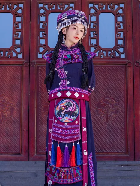 Chinese Guangxi Maonan women's Stage Performance Costume Set