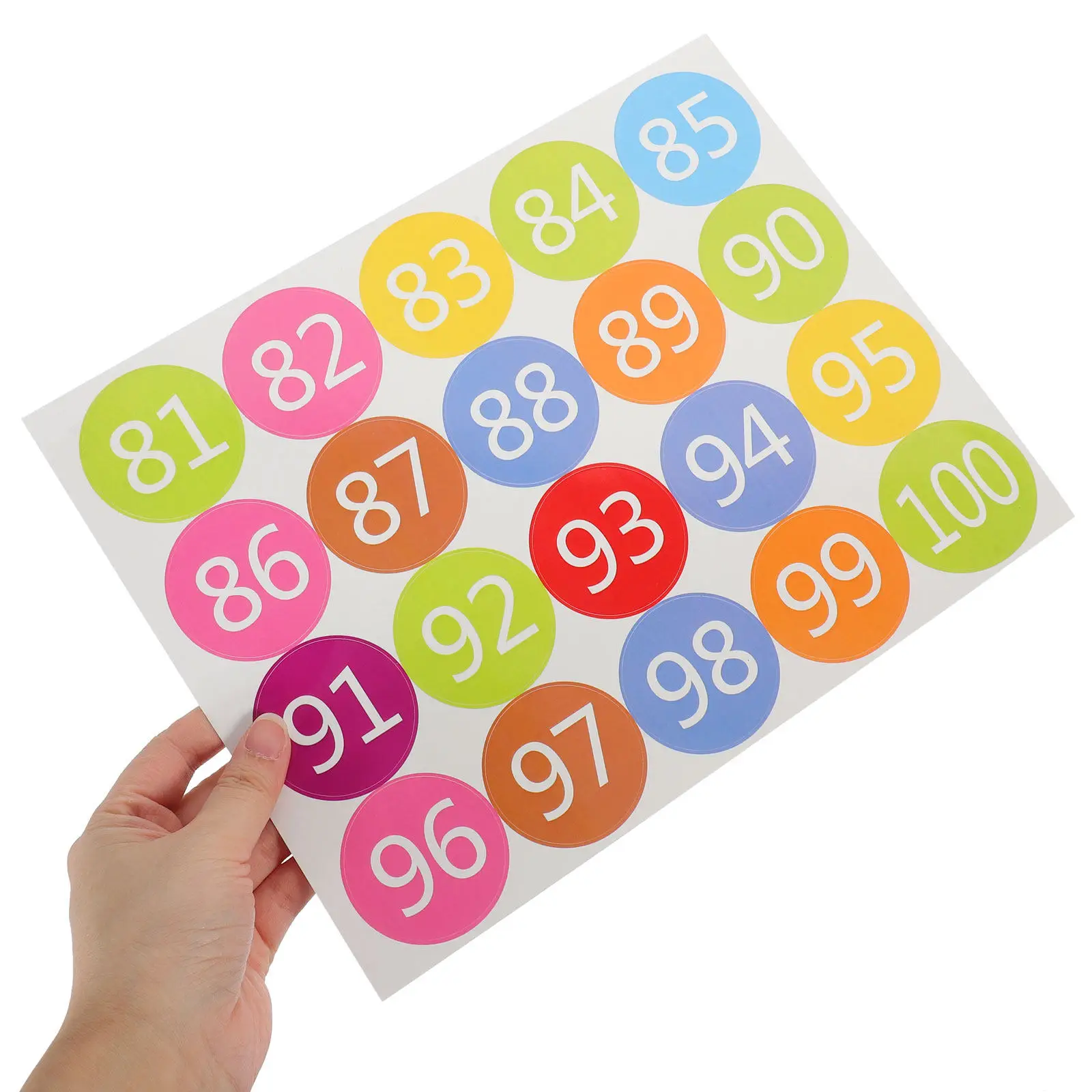 

100Pcs Colored Number Stickers Strong Adhesion Easy Peel Off for Labeling Jars Bottles Documents Classroom Floor Dots Number
