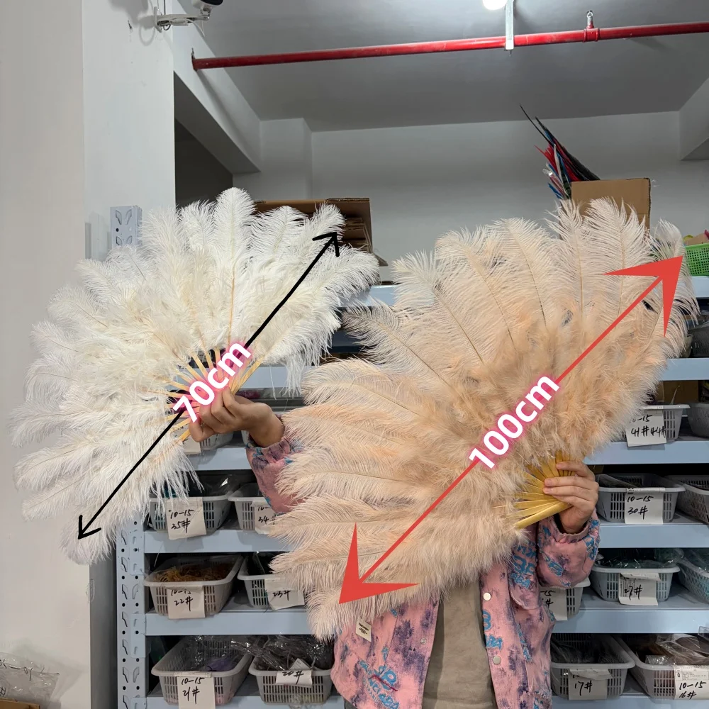 70*40CM 100*60CM Ostrich Feather Fan 100cm 13 Bones Handmade Foldable Stage Performance Wedding Carnival Party Home Decor Props