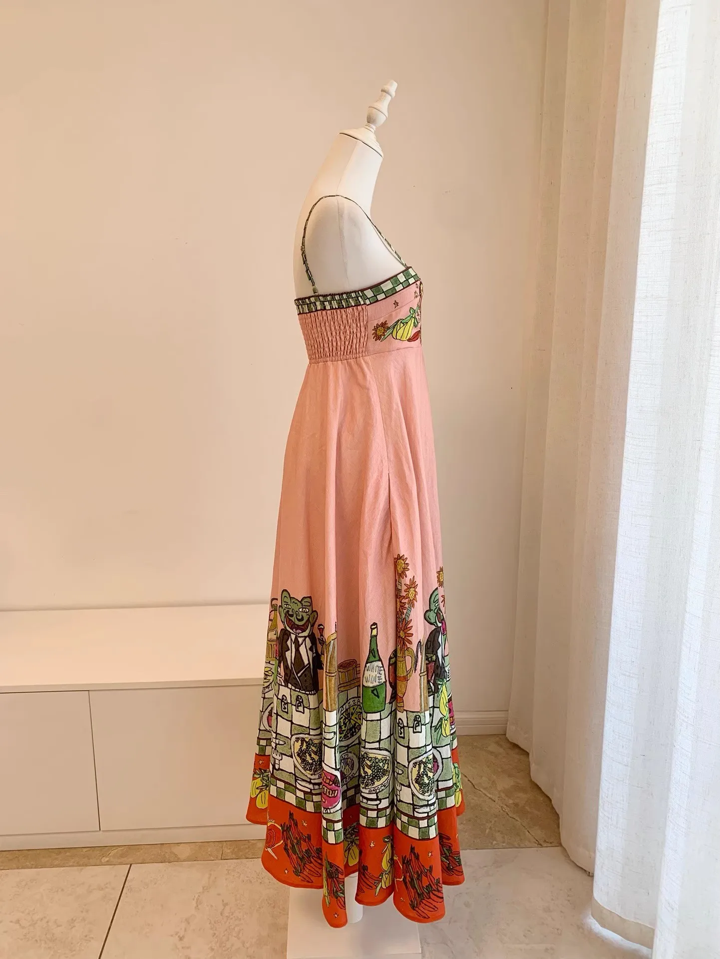Boheemse dames zomer 2025, off-shoulder lange jurk, hoogwaardige mode, roze bloemenprint, strandvakantie, feestjurk