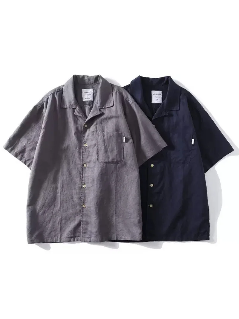 

New American Cuban Collar Cotton Linen Blend irt Men's Summer Loose Casual Color Linen ort Sve irt