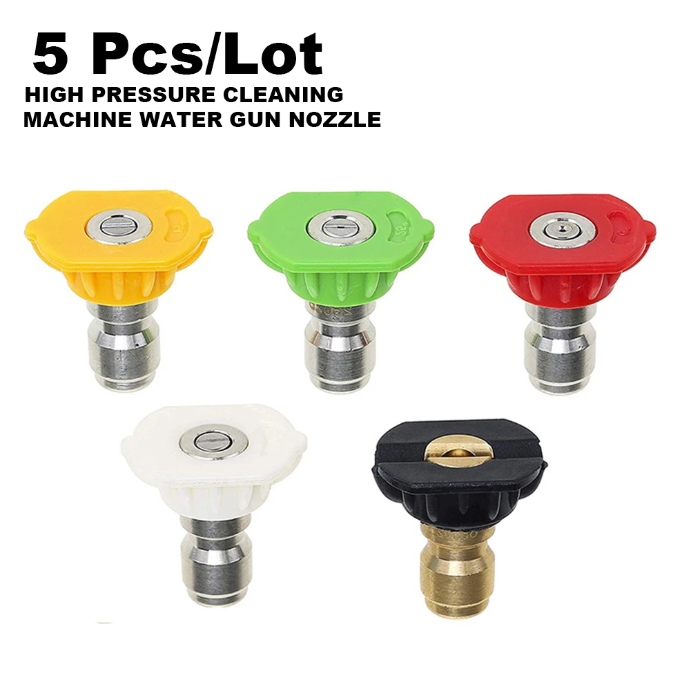 5 Pcs High Pressure Washer Sprayer Nozzle Metal Tip With 1/4