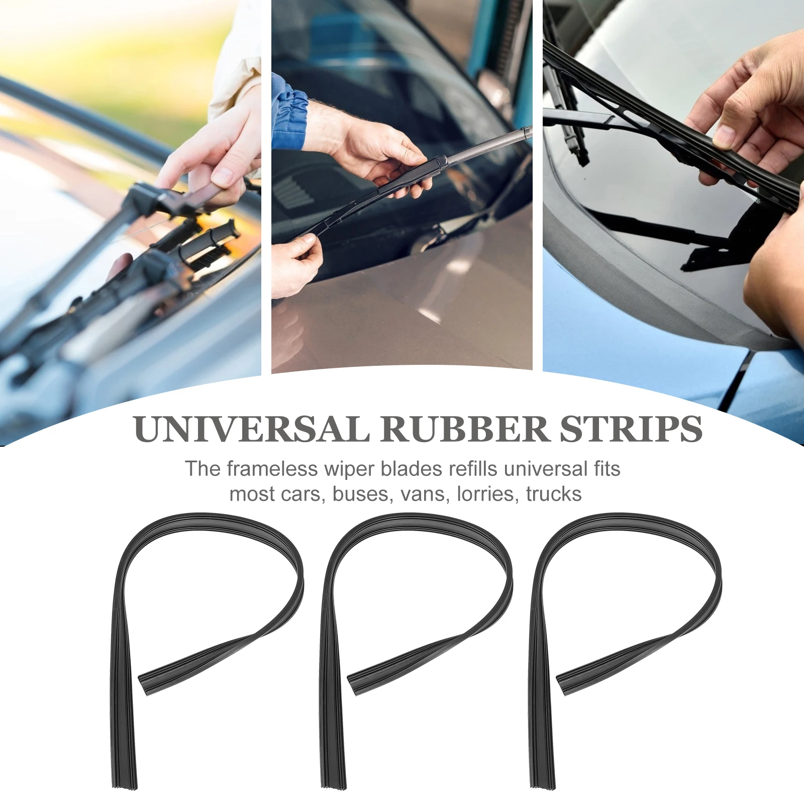 

10pcs Frameless Wiper Blades Refills Car Rubber Strips Boneless Wiper Strip Universal Fits Vehicles Clear View Long Service