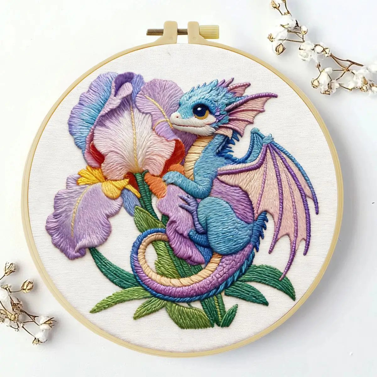1 Stück 20X20CM/15X15CM 7,87/6,3 Zoll Drachen-Stickerei-Starter-Kit DIY-Kit DIY-Stickerei-Set für Anfänger – Detail 1