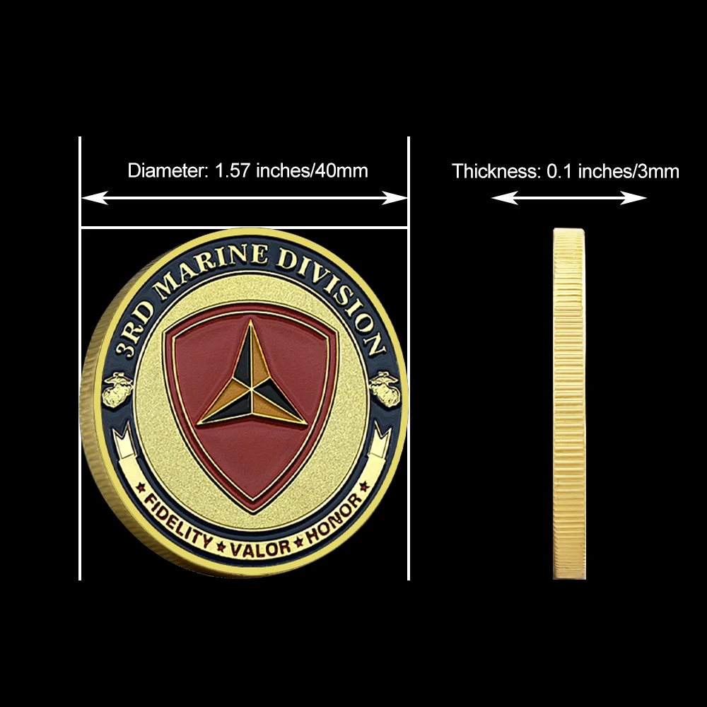 US Marine Corps Challenge Coin 3rd Marine Division Commemorative Coin Military Collectible Gift