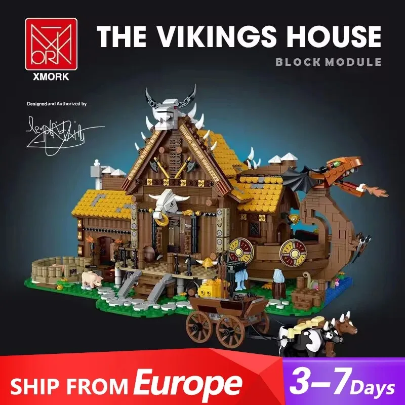 Creative Expert Medieval Architecture MOC 033051 The Vikings House Model 3129PCS Building Blocks Brick Puzzle Toys Gift