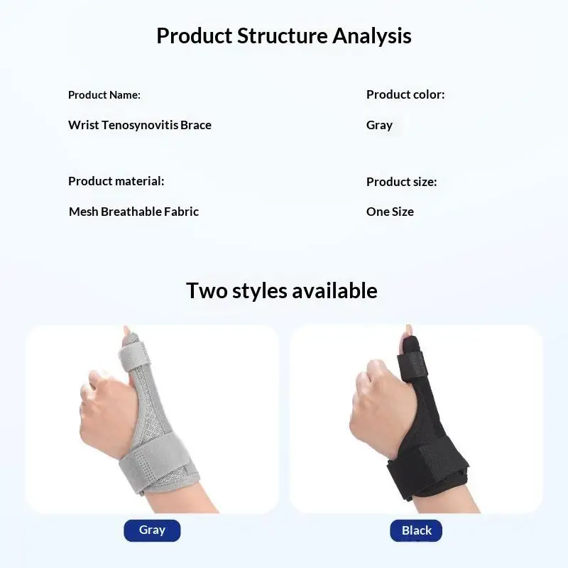 Thumb Support Wrist Guard Polyester Adjustable Grey Black Immobilizer Brace Protective Gear for  Home Use