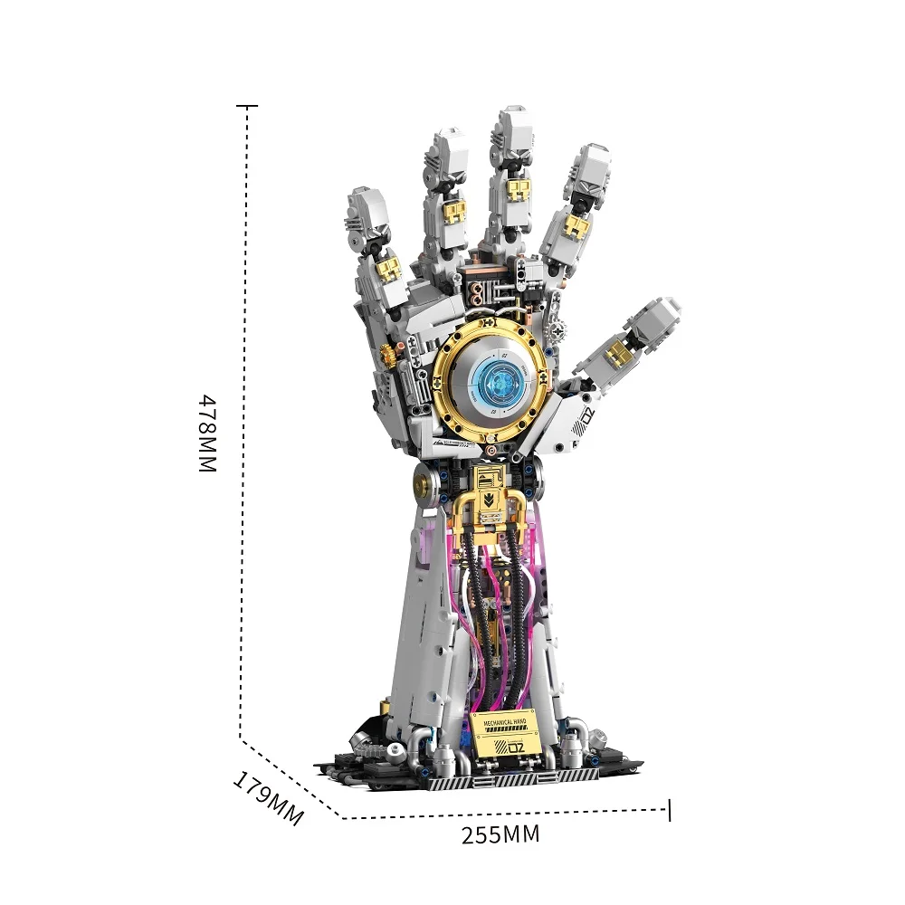 1424pcs Cyberpunk Mechanical Hand Assembly Toy H1009 Collectible Adult Figurine Model Building Blocks Ephemeral Theme view 6