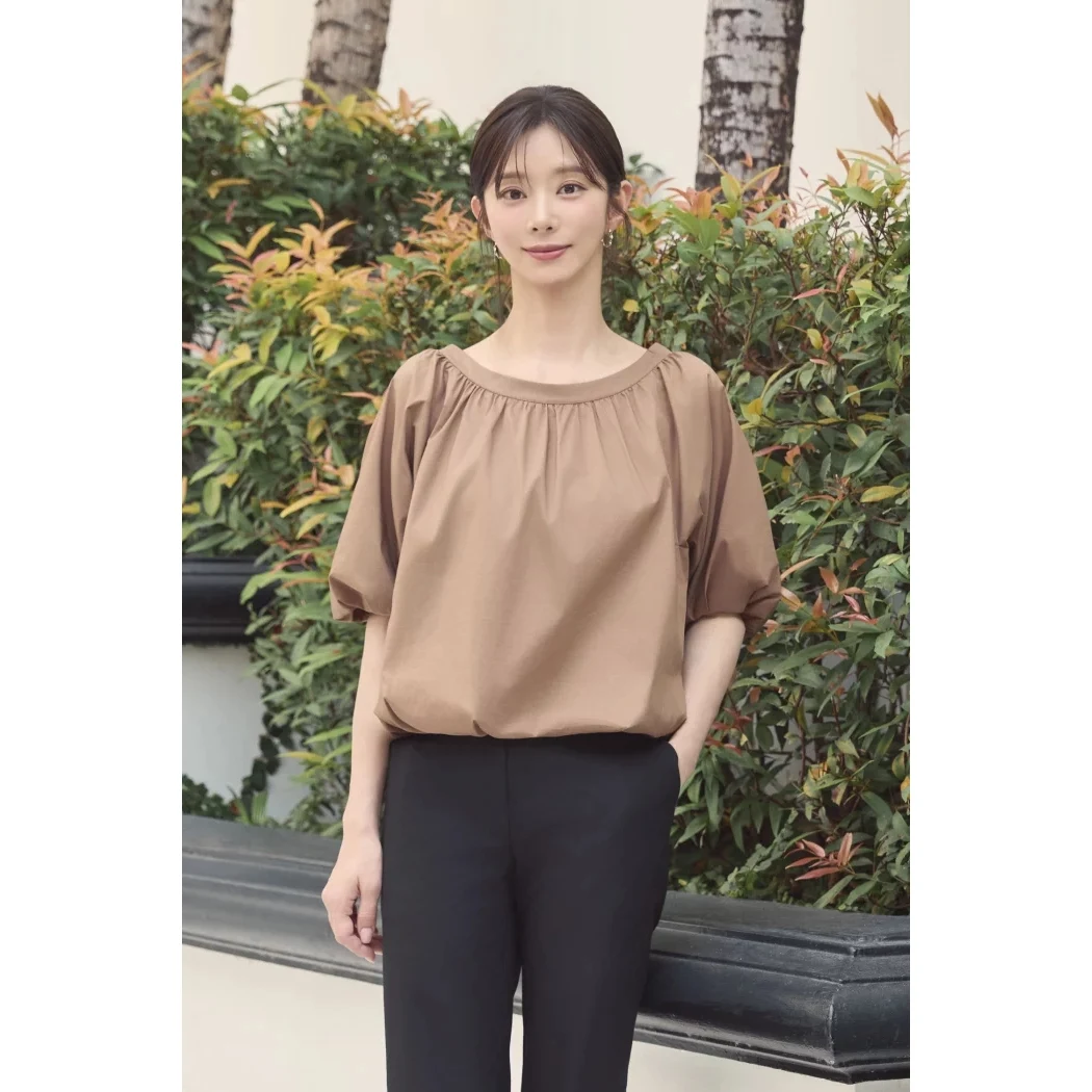 

Mimifafa SISLY Pure Original 26 New Bloom Sleeve Collar Back Strap Elegant Shirt Women's Fashion Summer Short Sleeve Shirt
