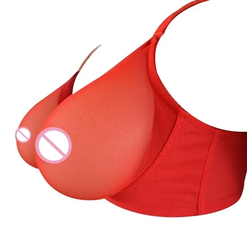 

G Cup Silicone Breast Forms Artificial Fake Boobs for Men transparent thin Breast bra Transvestism Crossdress As Woman