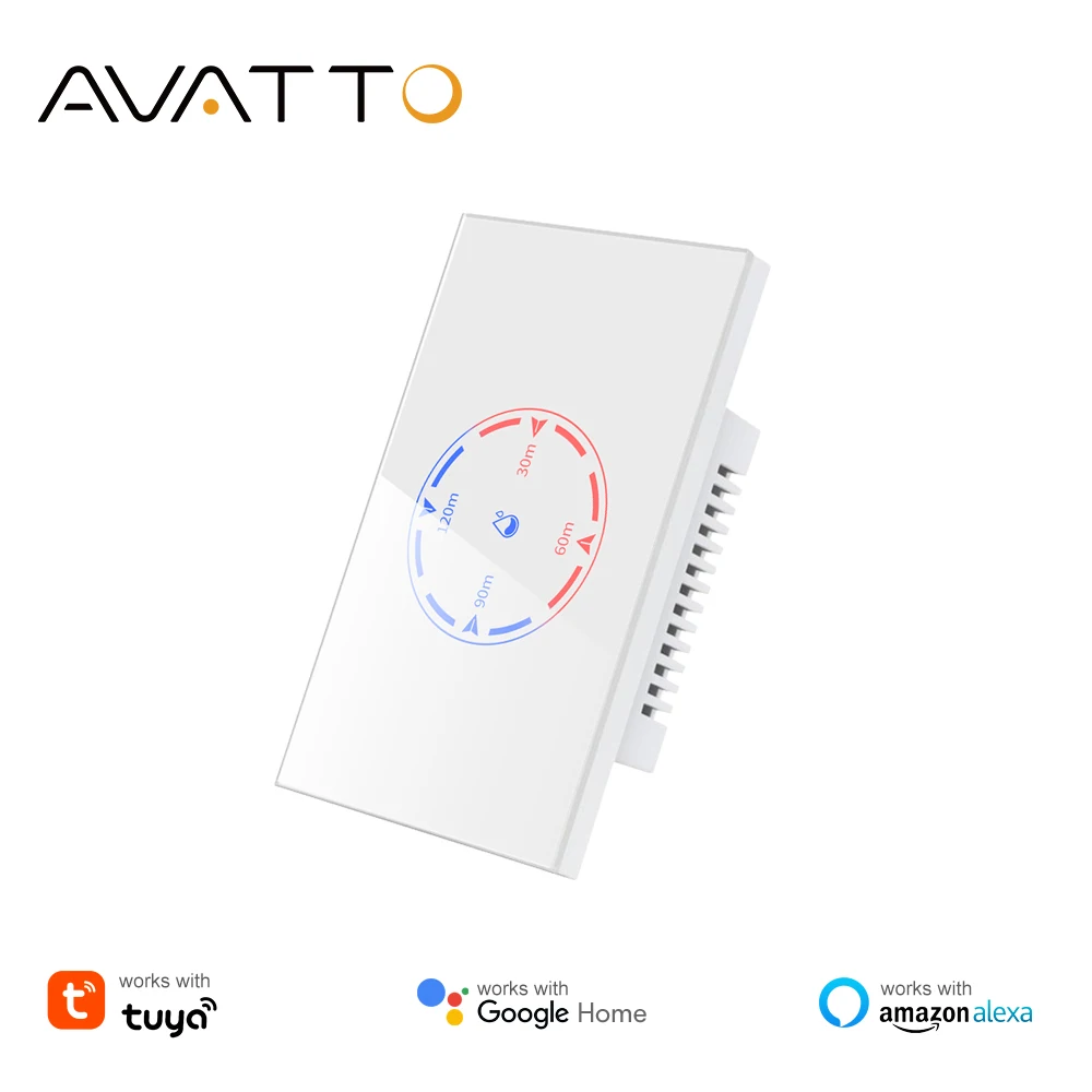 

AVATTO Tuya WiFi Boiler Switch With Energy Monitoring 20A/4400W Smart Water Heater Touch Switch Support Alexa Google Home