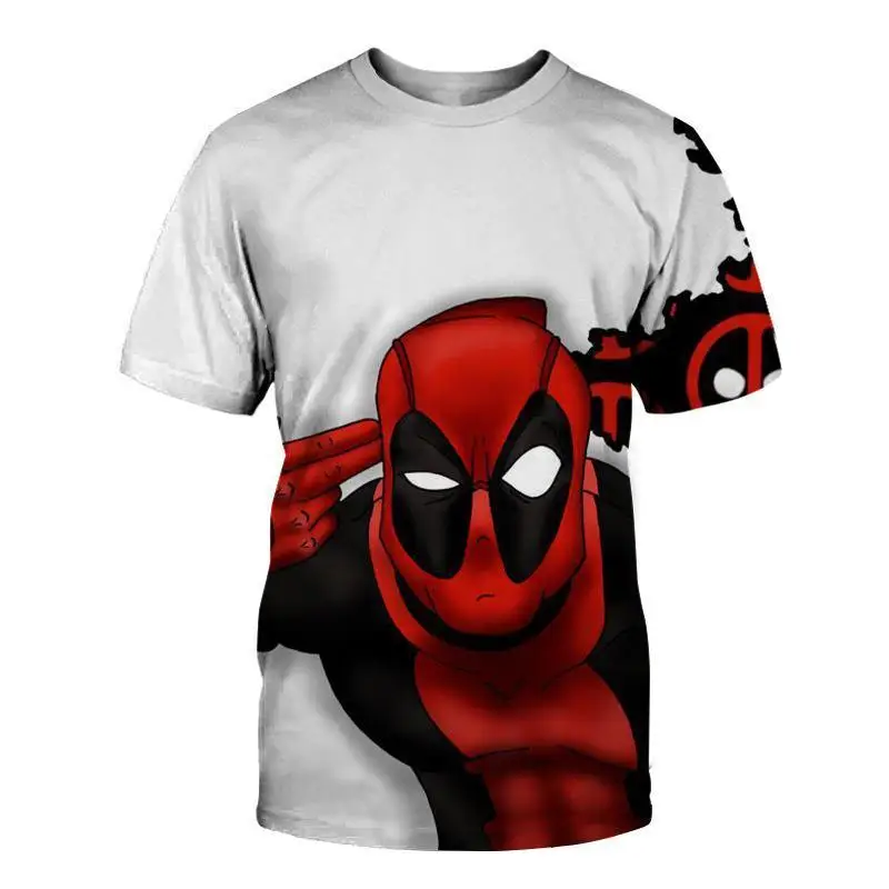 Nuevo verano Miniso Universe niños y niñas Deadpool Anime 3D impreso ropa de calle personalidad camiseta chico/adulto Casual moda Top