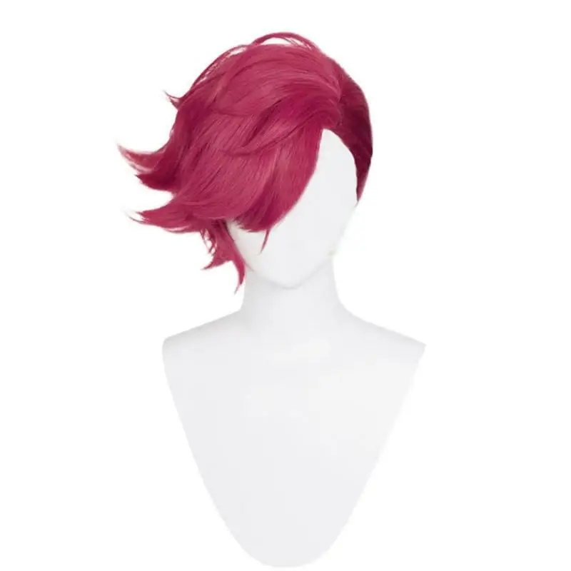 Anime LOL Arcane Vi Rose Red Cosplay Wigs Women Short Straight Synthetic Hair