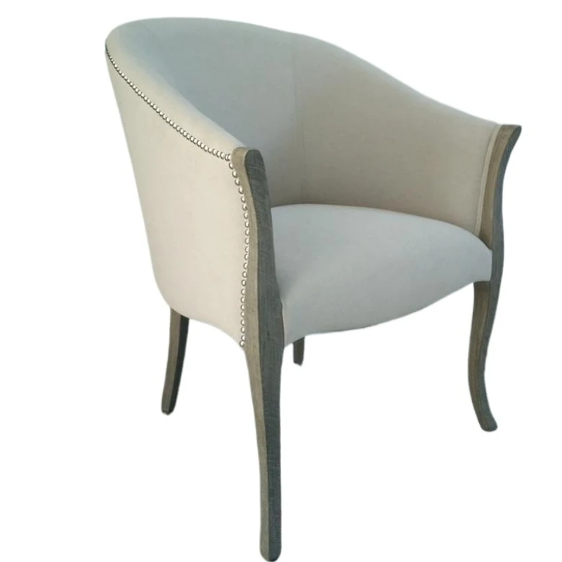 

Italian minimalist high-end saddle leather dining chair home modern simple armrest back study chair