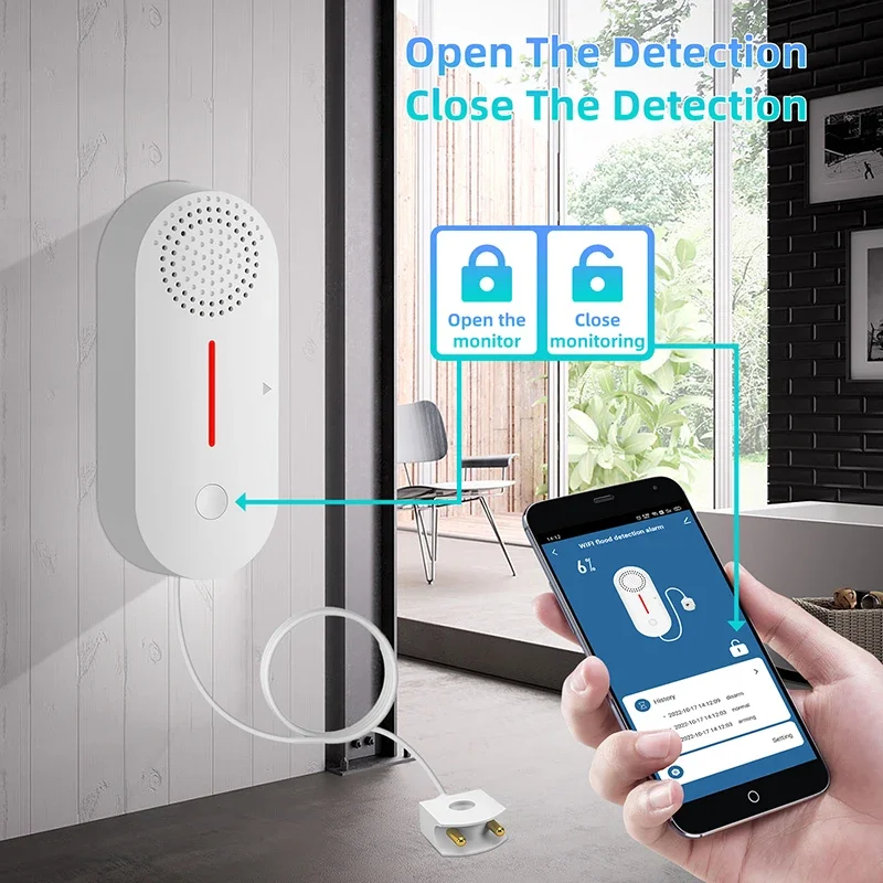 Tuya Wifi Smart Water Sensor Water Lekkage Detector Smart Home Overstroming Overloop Veiligheid Systeem App Remote Alarm Werken Met Tuya