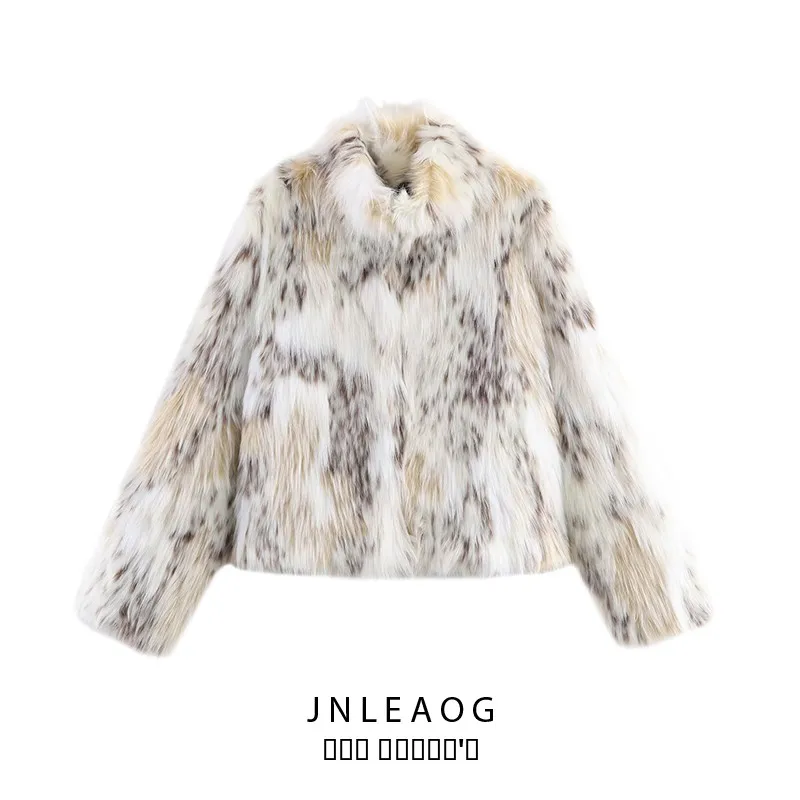 

JNLEAOG Новая осенняя женская модная куртка с эффектом искусственного меха, свободного кроя, с длинными рукавами, без капюшона