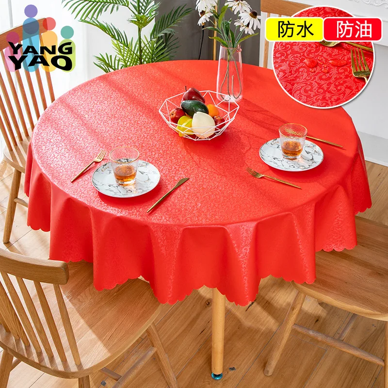 Waterproof  Round Table Cloth Pastoral PVC Plastic Kitchen Tablecloth Oilproof Antifouling Cover Dining Table Cloth Decorate