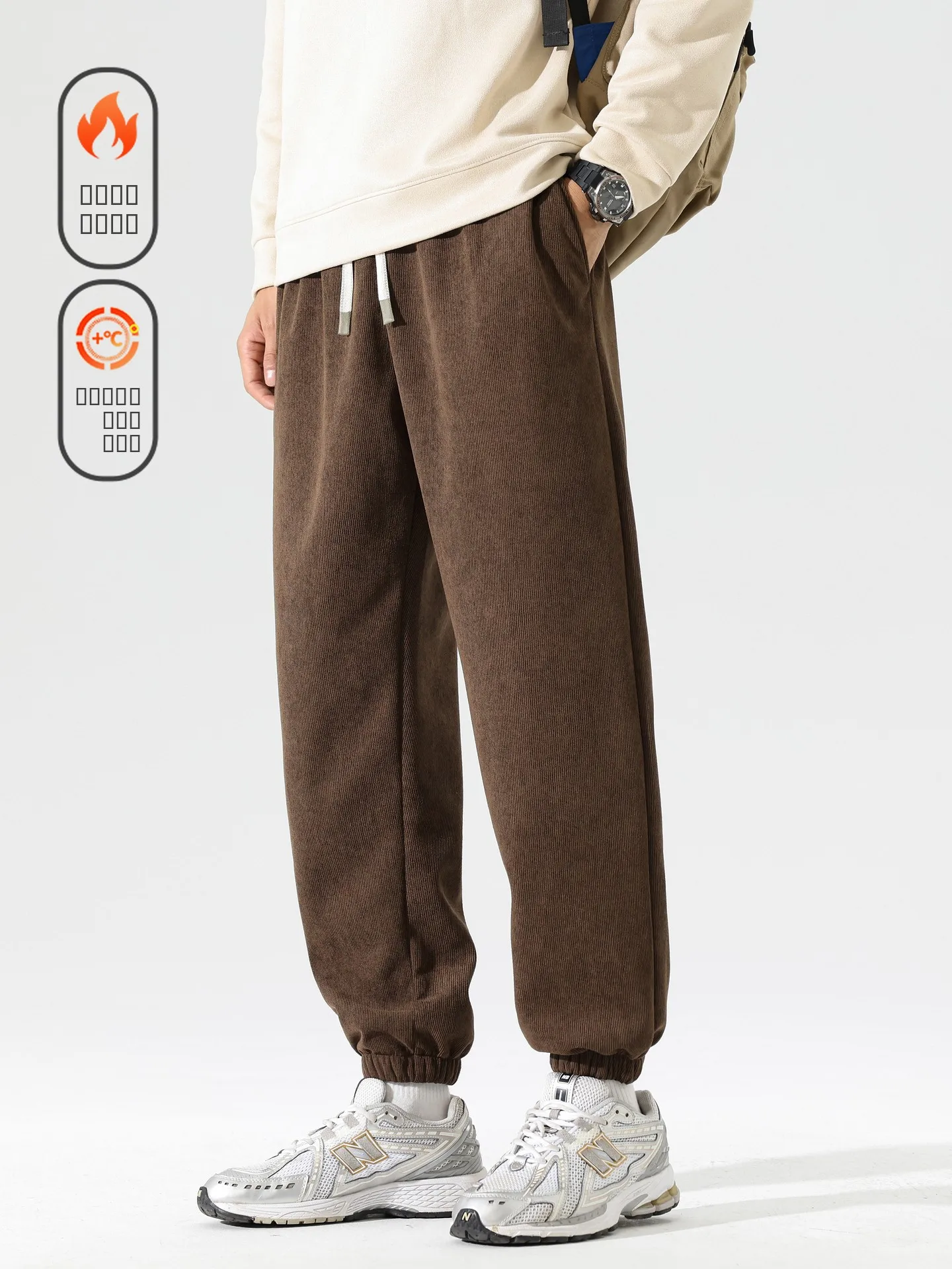 

Thiened Fce Lined Corduroy Men's Loose Wide Leg Cargo Pants Autumn Winter Faion Brand Casual Trousers Straight Tube