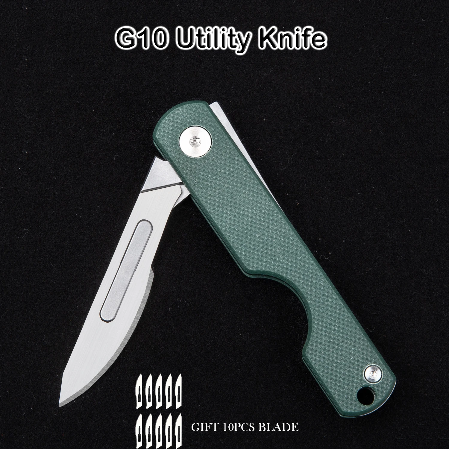 NEW G10 Utility Knife Insulation Non-slip Handle EDC Pocket Folding Knifes Outdoors Survival Self-defense Tool Send 10 Blades