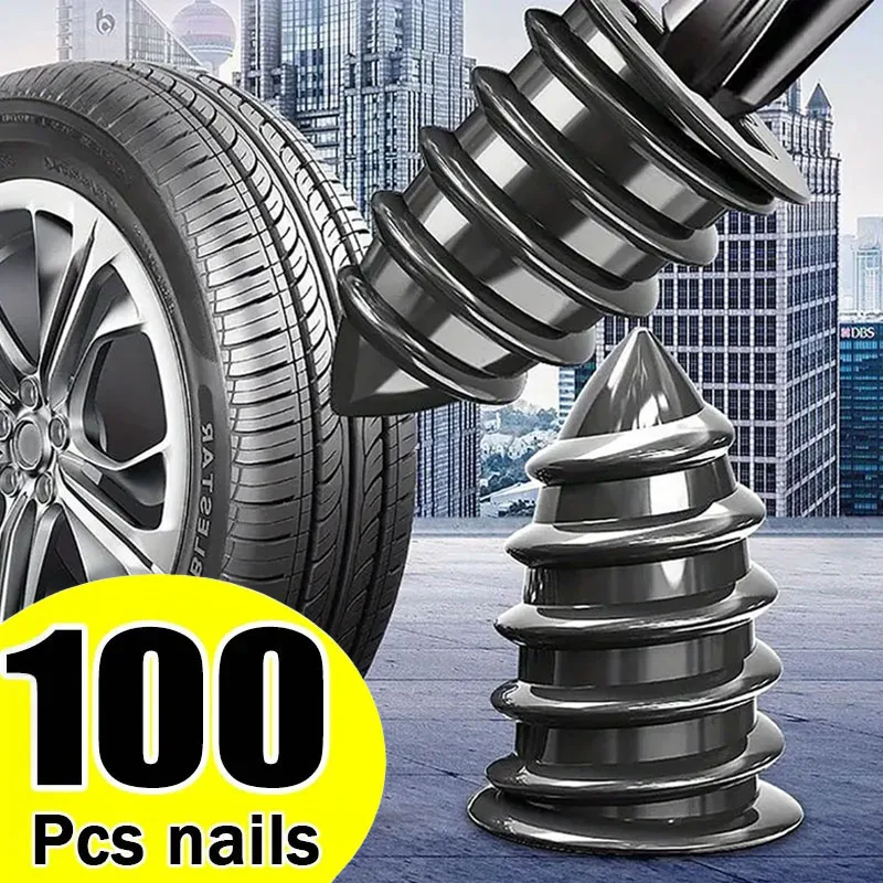 Tire Puncture Repair Nails for Car Motorcycle Scooter Bike Vacuum Tyre Repairing Rubber Metal Nail Set Car Tire Accessories