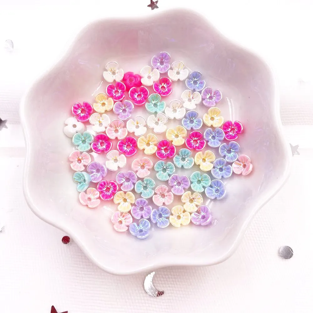 50Pcs 6mm Mini Colorful 3D Flower Nail Art Rhinestone 1 Hole Appliques Scrapbook DIY Manicure Accessories Ornaments SL09