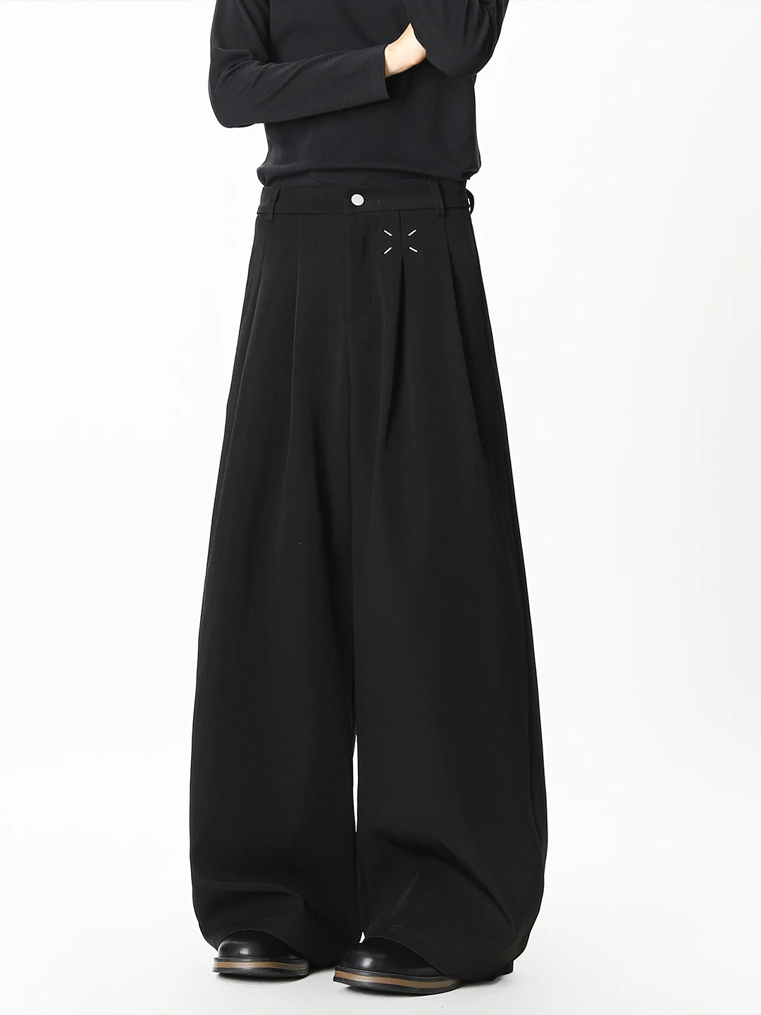 

Casual Bla Pleated Knife Wide Leg Pants Men's Loose Fit Embroidered Autumn Faion Brand Casual Trousers