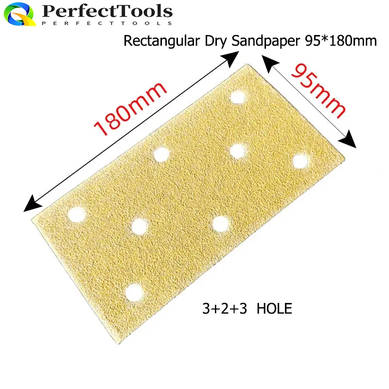 8-Hole Rectangular Dry Grinder Sandpaper 95/180mm Grinding Atomic Ash Putty Flocking Pneumatic Dry Sanding Sandpaper