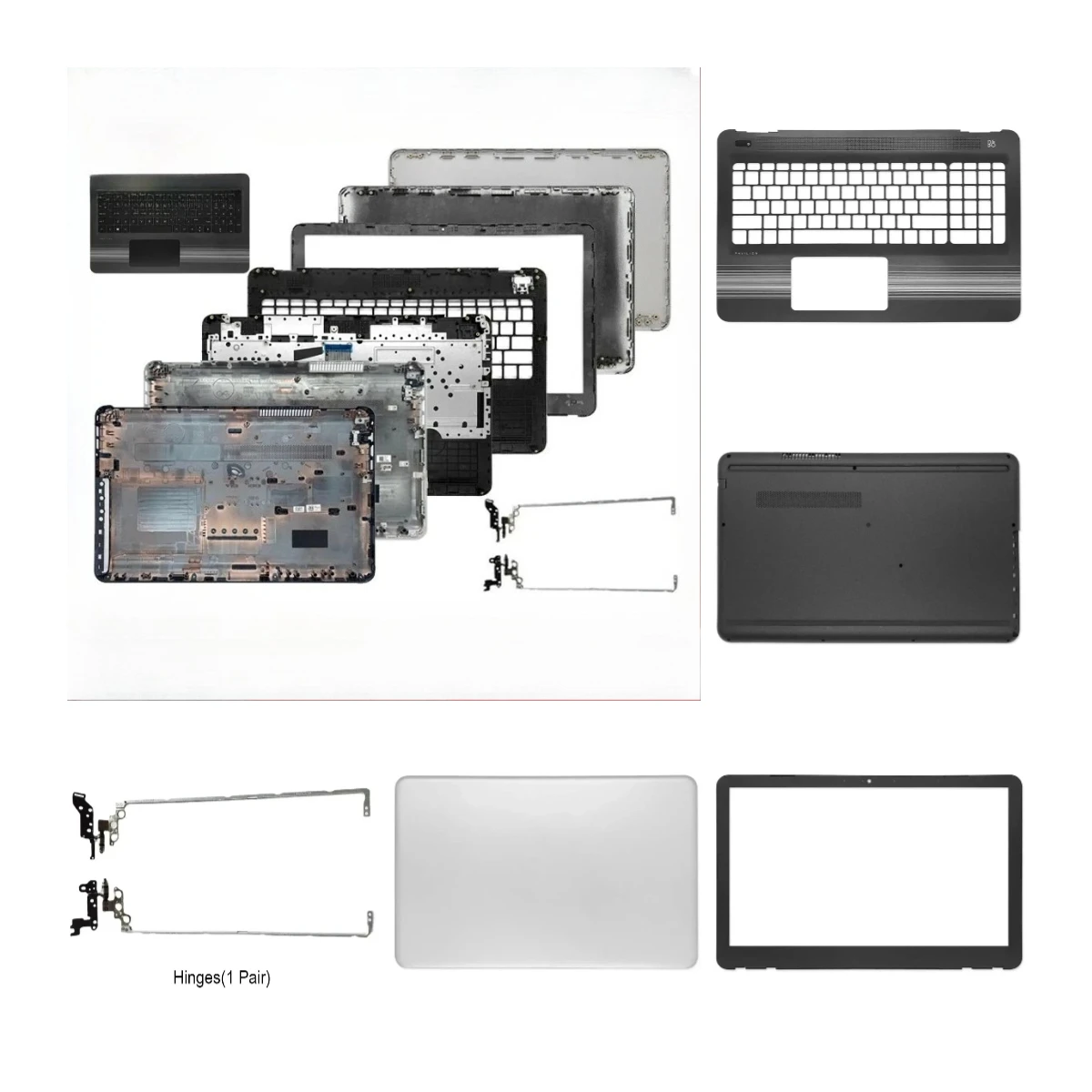 Compatible with Pavilion 15-AU TPN-Q172 TPN-Q175 15-AW: LCD screen top cover, screen bezel palm rest,bottom base hinged keyboard