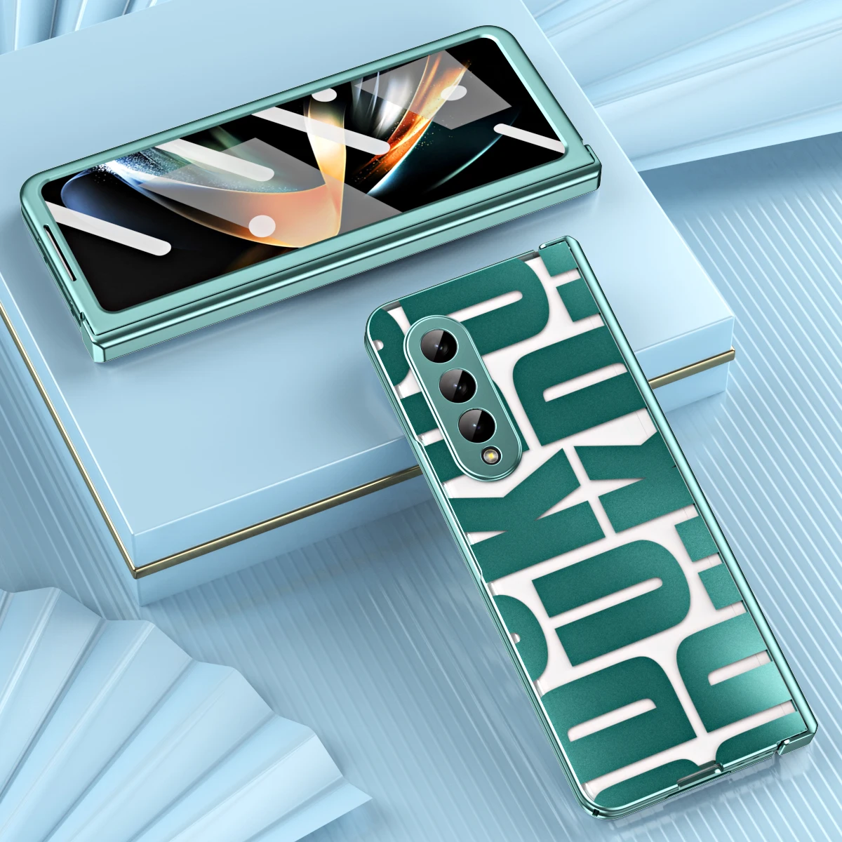เคสบานพับโปร่งใสชุบน้ำสำหรับ Samsung Galaxy Z Fold 6 5 4 3เคสพร้อมฝาครอบป้องกันหน้าจอสำหรับ Z Fold5 Fold4 Fold3