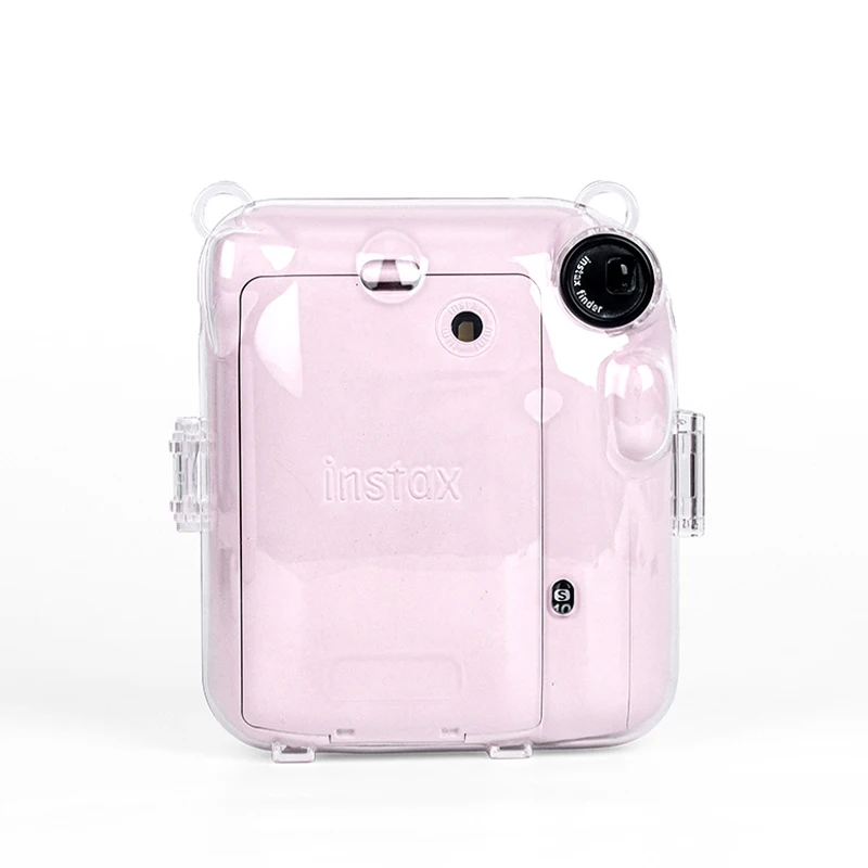 Crystal Transparent Hard Case For Instax Mini 12 Camera Protective Cover Case Bag with Shoulder Strap