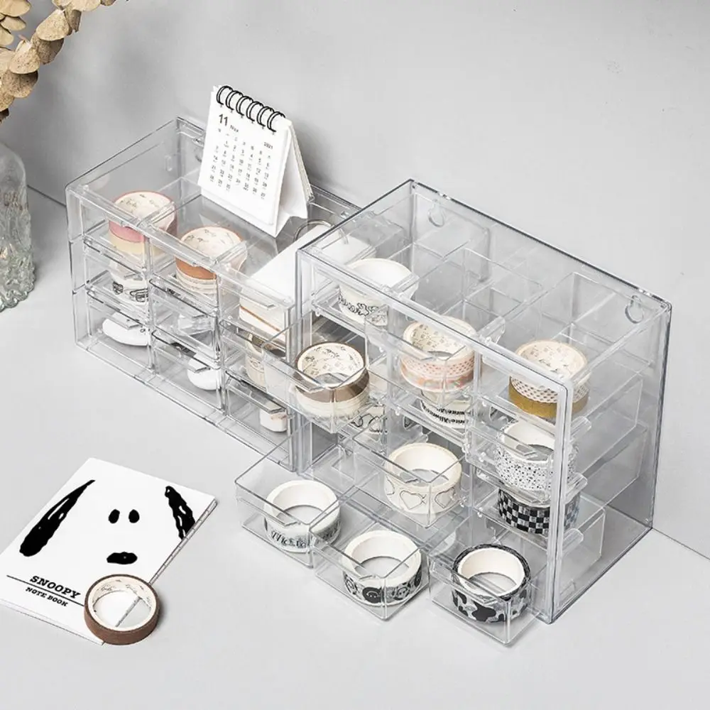 

Home Office Sundries Cosmetics Earphone Transparent Storage Box Stationery Organizer Desktop Storage Drawer Drawer Storage Box