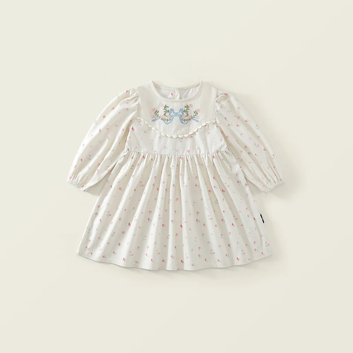 

Платье с вышивкой для девочек, весна 2026, новое детское платье принцессы с длинными рукавами и цветочным принтом