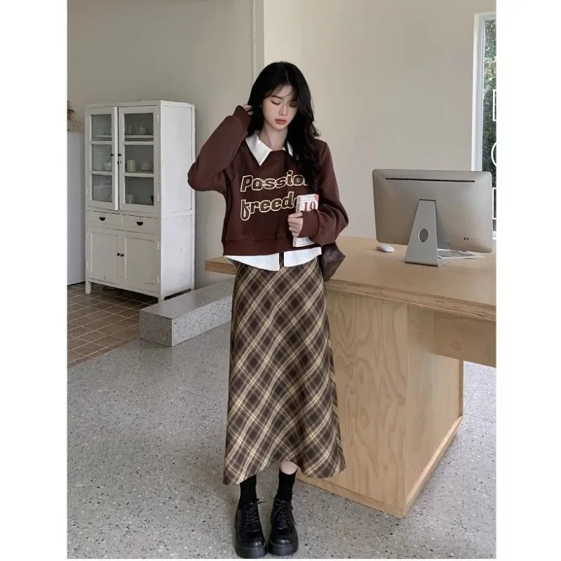Spring New Style Girl's skirt set fake two pieces like a breath of fresh air Thin Skirt Two-piece set literature and art trend