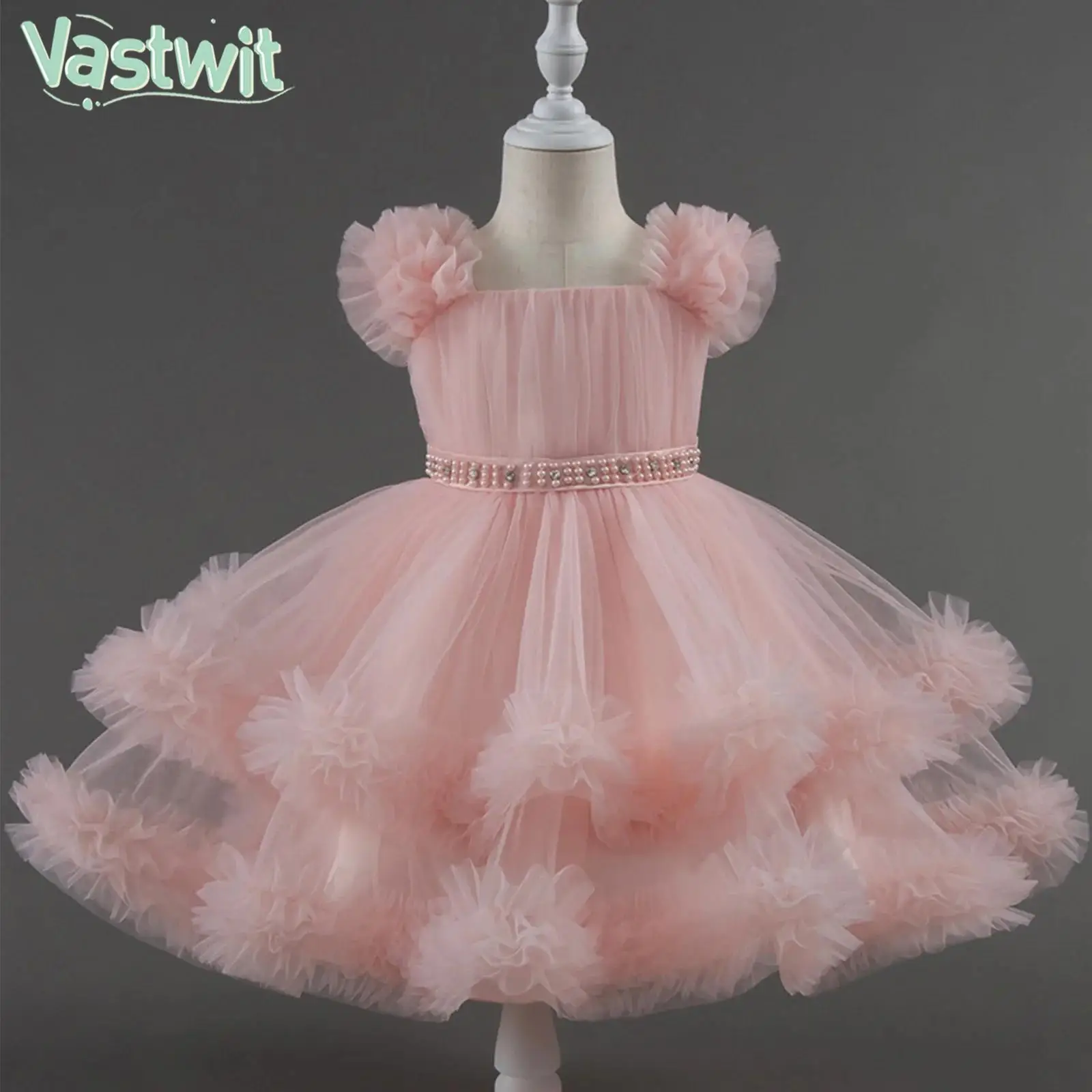 

Kids Baby Girls Christmas Wedding Birthday Party Pageant Formal Dress Sleeveless Ruffle Tulle Ball Gown Sweet Princess Tutu