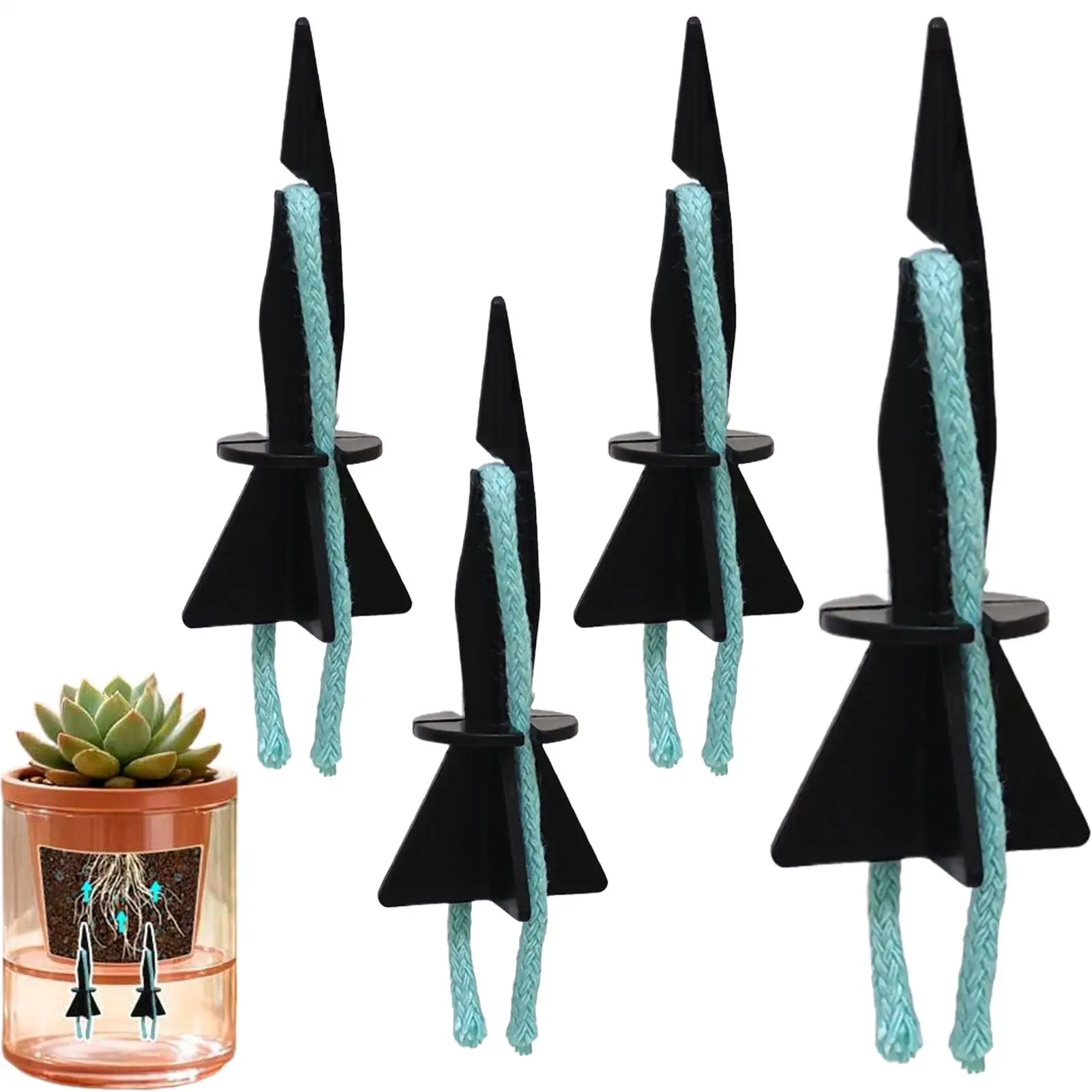 Automatic Watering Stakes 4Pcs/set Self watering Plant Waterer Stakes Anti-Root Rot Hydroponic Pot Water Absorbent Rope