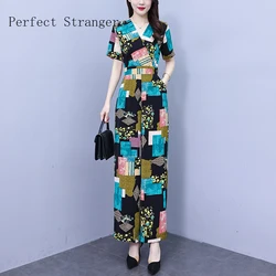 Jumpsuits Women Casual  Elegant for Party 2024 Jumpsuit Short Sleeve High Waisted Printed V Neck Long Rompers Office Overalls